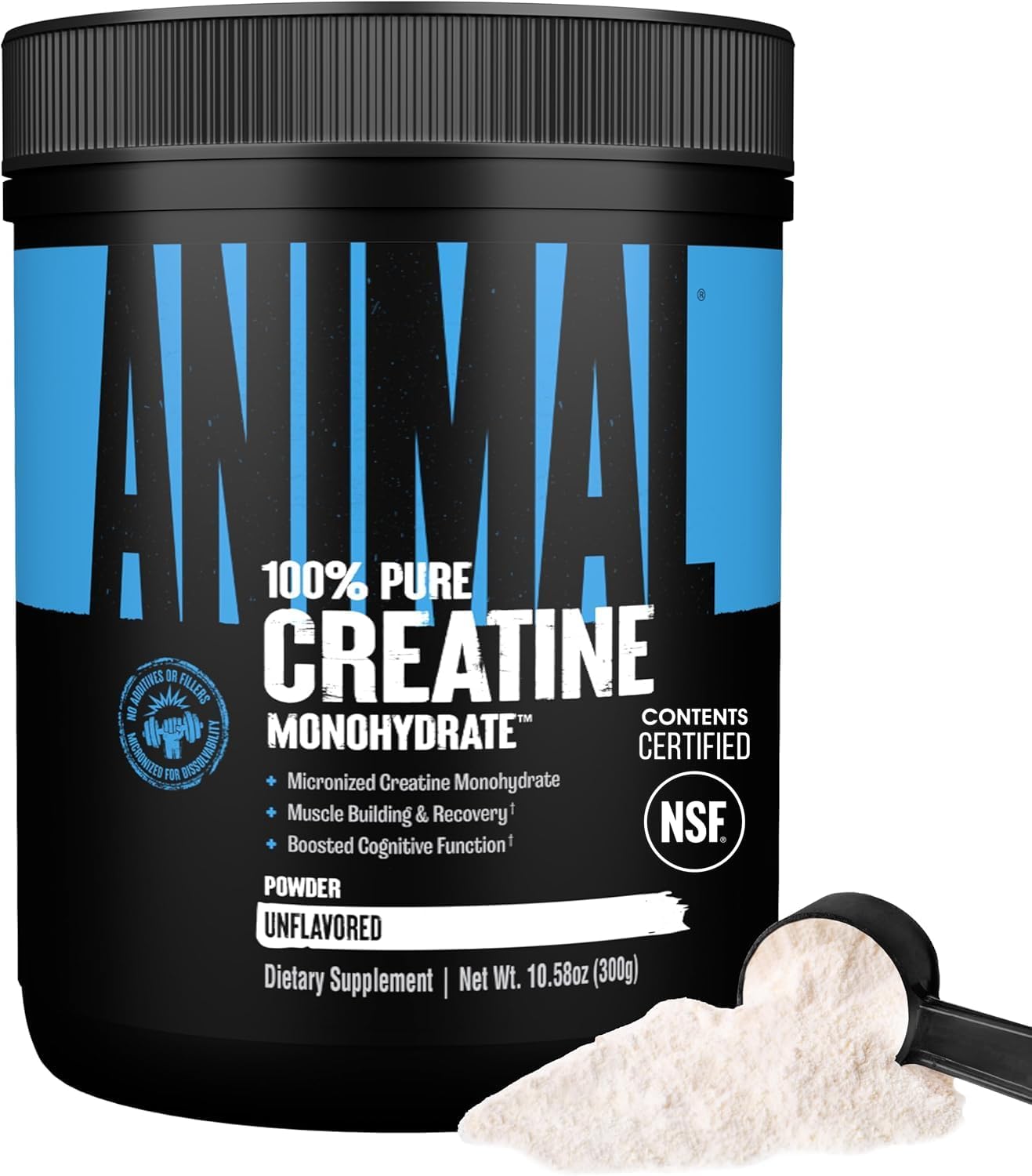 Animal Creatine Monohydrate Powder — Micronized for Muscle Recovery, Cellular Energy, and Daily Wellness — for Men and Women — Unflavored 300g