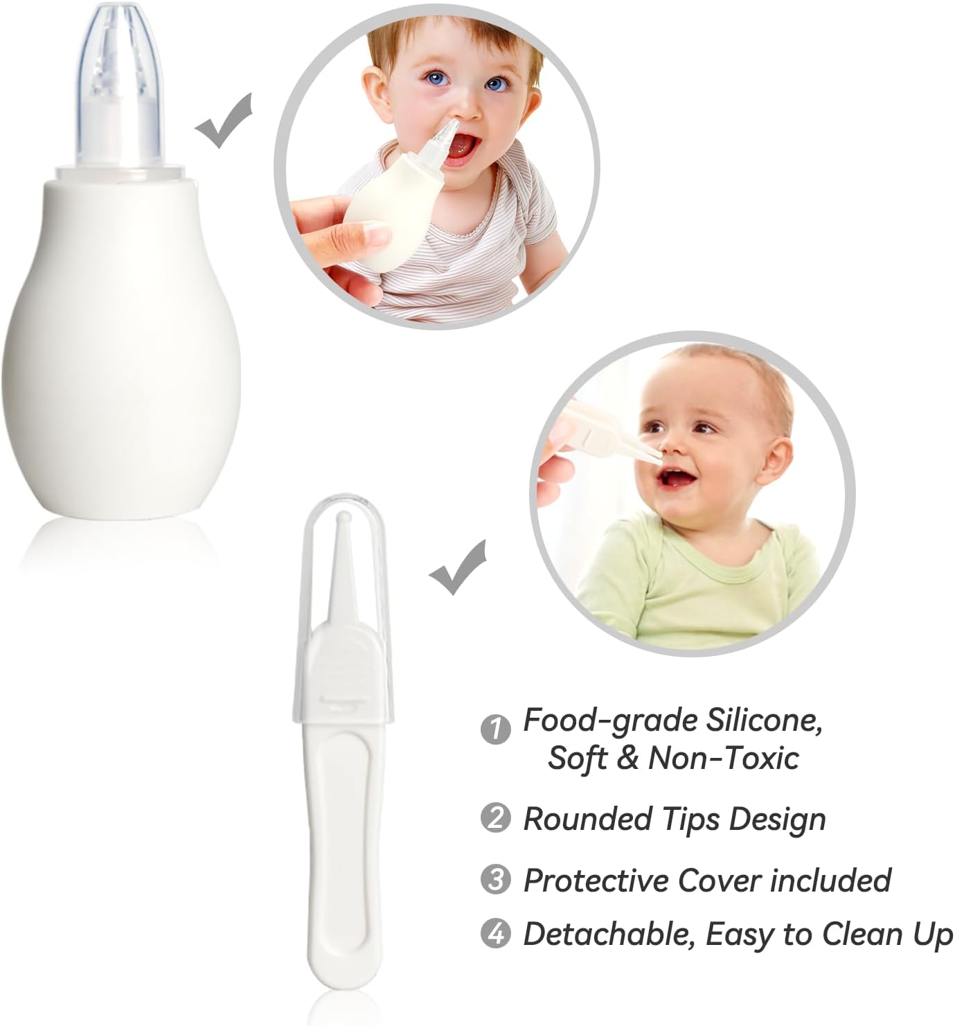 Baby Grooming Kit, Infant Safety Care Set with Hair Brush Comb Nail Clipper Nasal Aspirator,Baby Essentials Kit for Newborn Girls Boys (Grey White) image 3