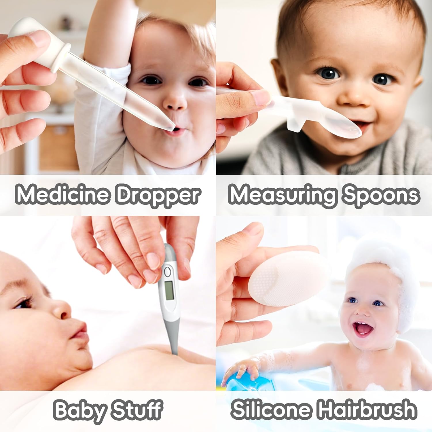 Baby Grooming Kit, Infant Safety Care Set with Hair Brush Comb Nail Clipper Nasal Aspirator,Baby Essentials Kit for Newborn Girls Boys (Grey White) image 6