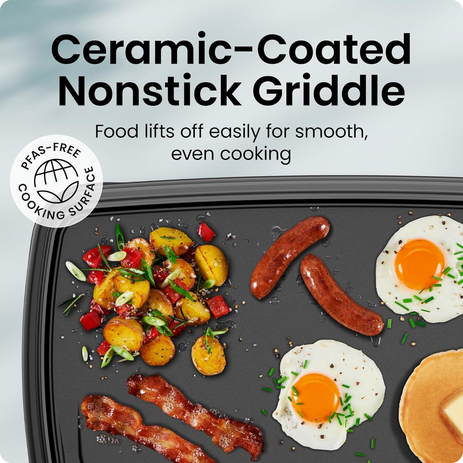 Chefman XL Electric Griddle with Removable Temperature Control, Immersible Flat Top Grill, Burger, Eggs, Pancake Griddle, Nonstick Extra Large Cooking Surface, Slide Out Drip Tray, 10 x 20 Inch image 4