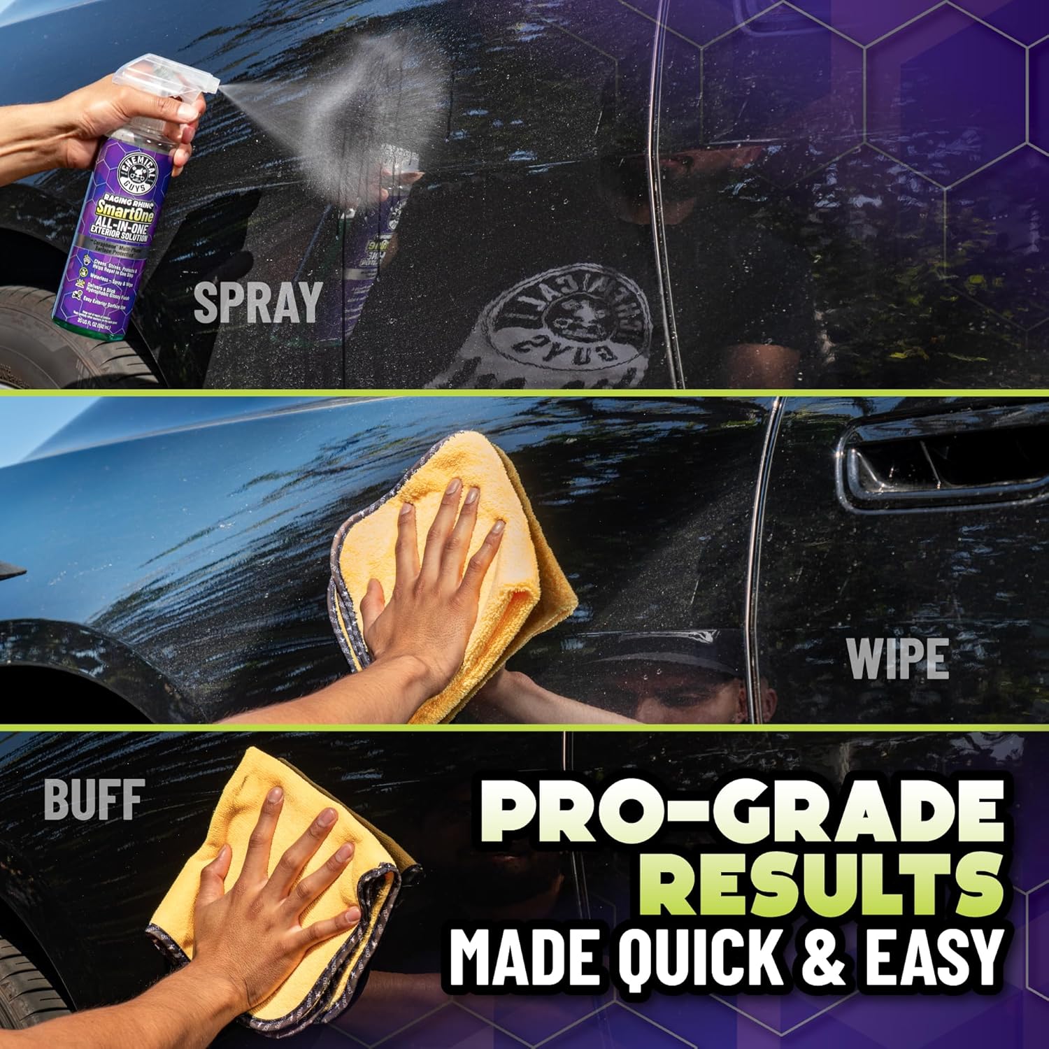 Chemical Guys Raging Rhino SmartOne 2 Pack With Storage Bag All In One Exterior Spray Microfiber Towels Giftable Waterless Wash And Quick Detail Set image 4
