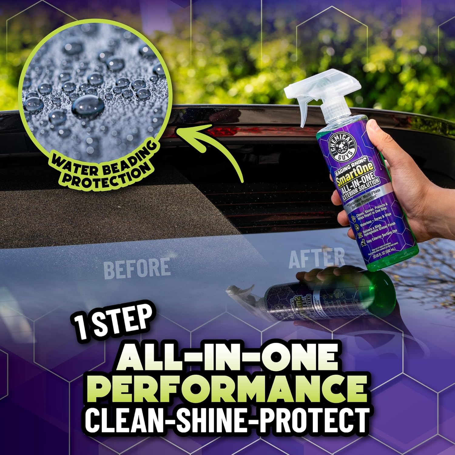 Chemical Guys Raging Rhino Waterless Car Wash And Quick Detailer Spray, No Rinse Exterior Cleaner For Paint, Glass, Wheels, Plastic, And Chrome, Spray And Wipe Shine, 20 Fl Oz image 2