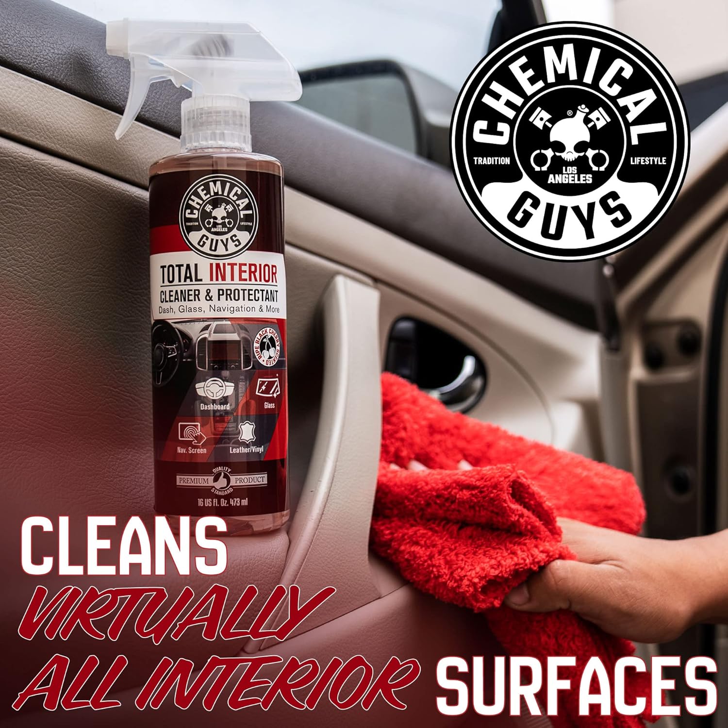Chemical Guys Total Interior Cleaner & Protectant - Black Cherry, Car Cleaning Spray, Cleans and Protects Leather, Vinyl, Plastic, Rubber, and Glass, Safe for Trucks, SUVs, Jeeps, RVs & More - 16 oz image 2