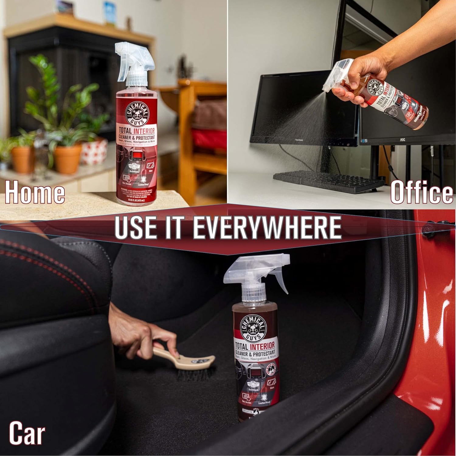 Chemical Guys Total Interior Cleaner & Protectant - Black Cherry, Car Cleaning Spray, Cleans and Protects Leather, Vinyl, Plastic, Rubber, and Glass, Safe for Trucks, SUVs, Jeeps, RVs & More - 16 oz image 4
