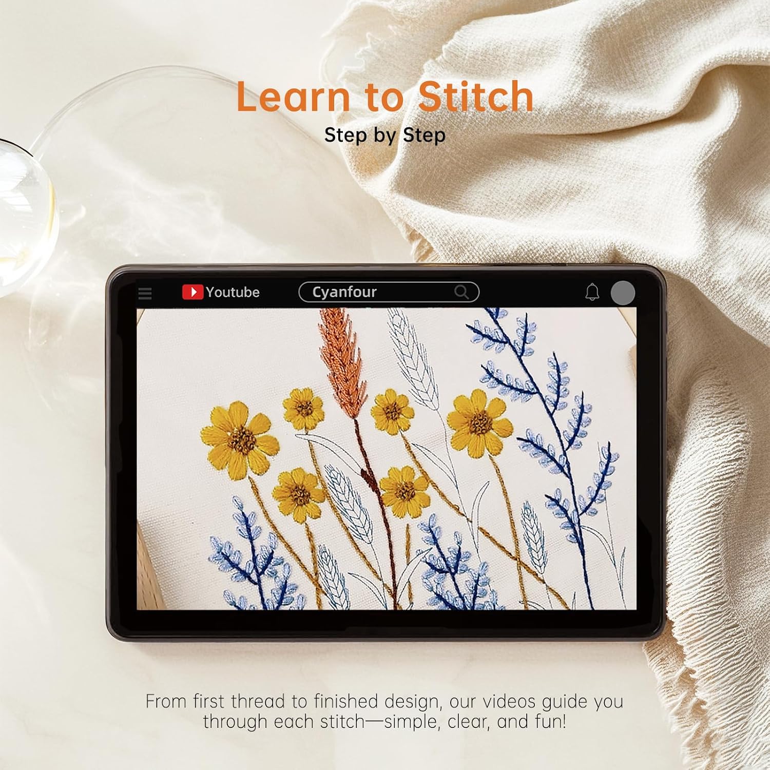 CYANFOUR 5 Pack Beginner Embroidery Kit for Adults, Easy to Learn Floral Embroidery Patterns from Video & Instruction, Needlepoint Kits for Adults Include Embroidery Hoop, Colorful Threads, Tools image 3