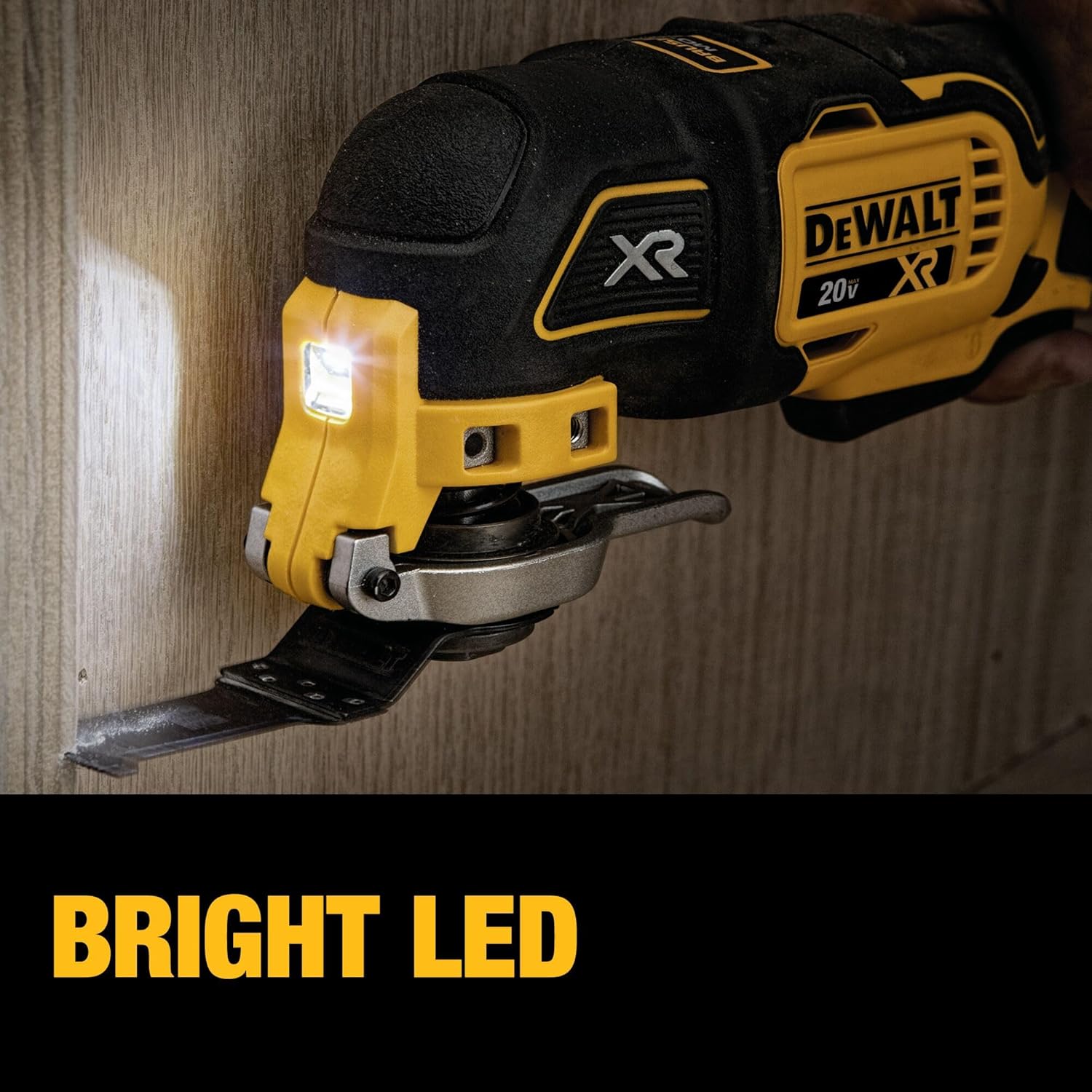 DEWALT 20V MAX XR Oscillating Multi-Tool Cordless, Variable Speed Brushless Motor Multitool with LED Light, Extended Runtime, Includes Two Wood Cutting Blades, Tool Only (DCS356B) image 6