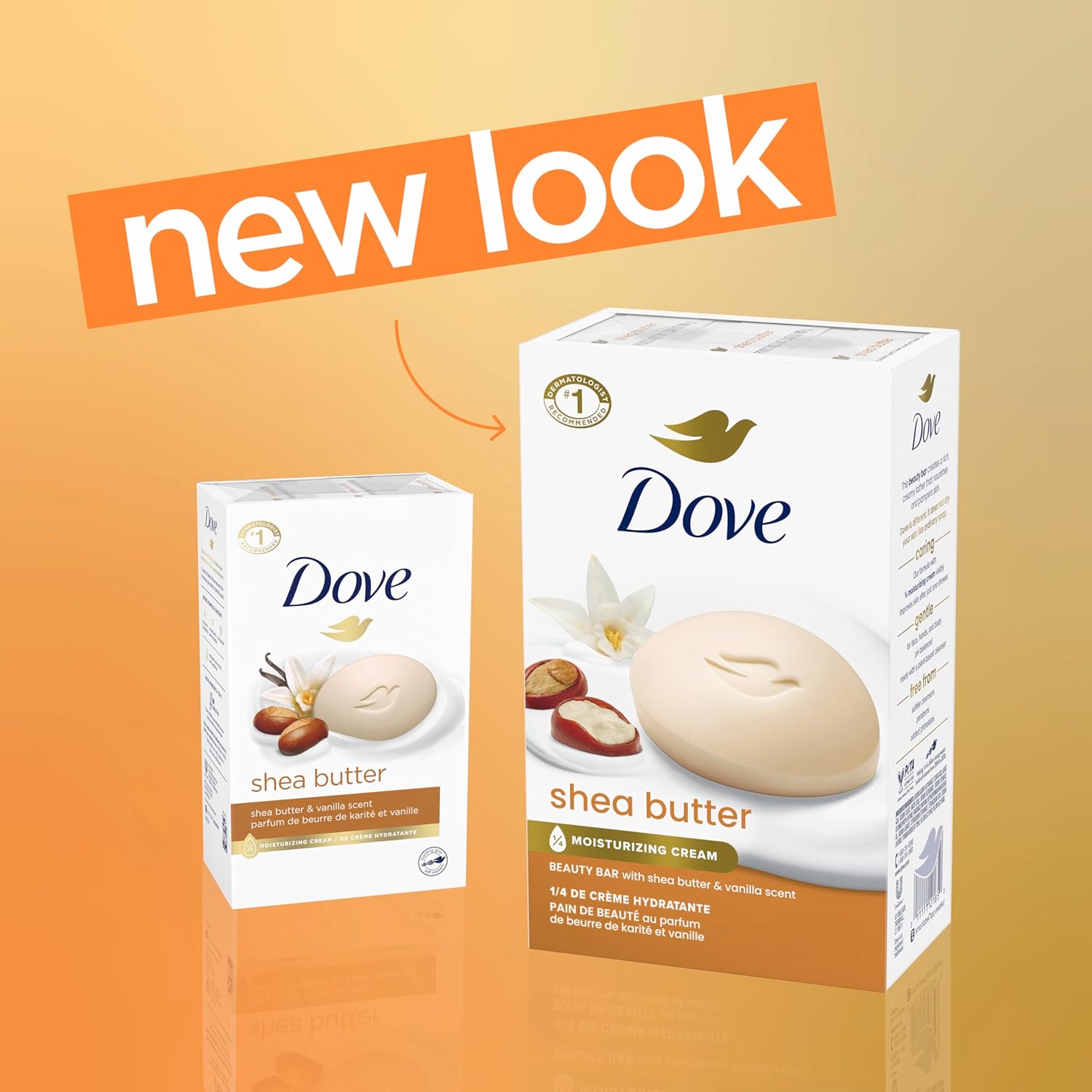 Dove Beauty Bar Soap Shea Butter, 8 Bars for Nourished, Radiant Skin, Enriches Skin 3.75 oz image 2