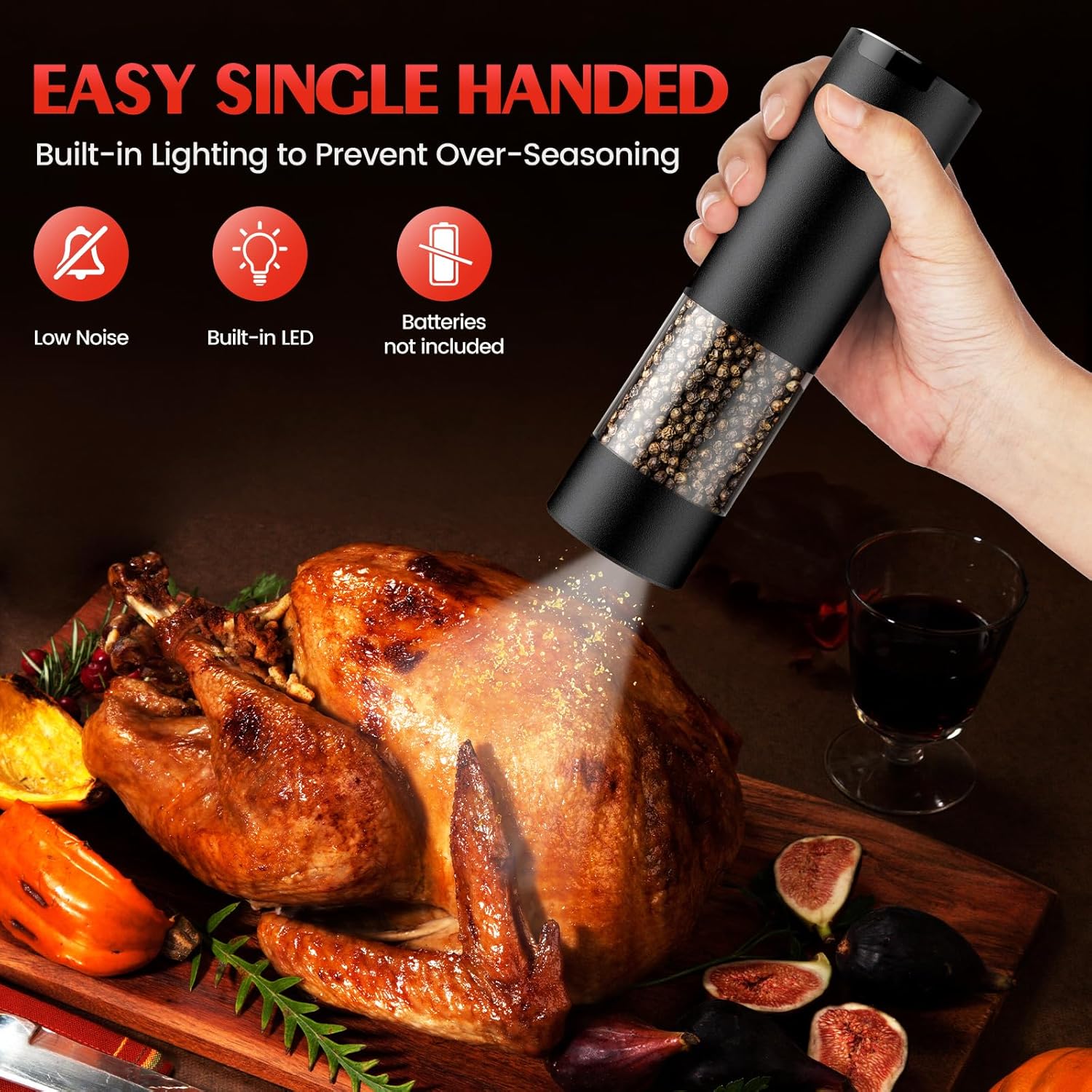 Electric Salt and Pepper Grinder Set Automatic Battery Pepper Mill Shakers Adjustable Coarseness Upgraded Larger Capacity with Led Home and Kitchen Appliances Birthday Gifts for Women Mom image 2