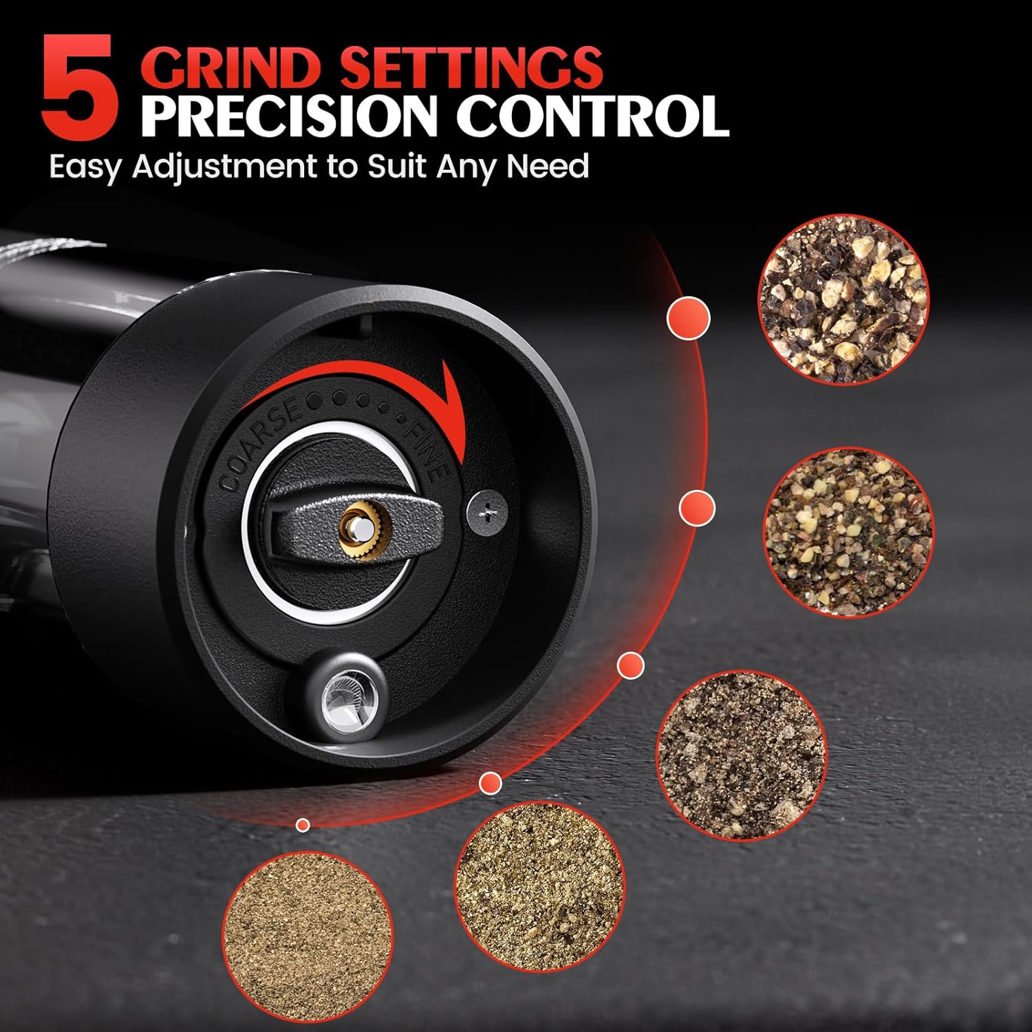Electric Salt and Pepper Grinder Set Automatic Battery Pepper Mill Shakers Adjustable Coarseness Upgraded Larger Capacity with Led Home and Kitchen Appliances Birthday Gifts for Women Mom image 4