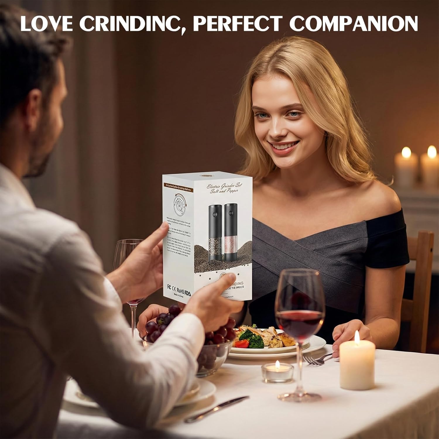 Electric Salt and Pepper Grinder Set Automatic Battery Pepper Mill Shakers Adjustable Coarseness Upgraded Larger Capacity with Led Home and Kitchen Appliances Birthday Gifts for Women Mom image 7
