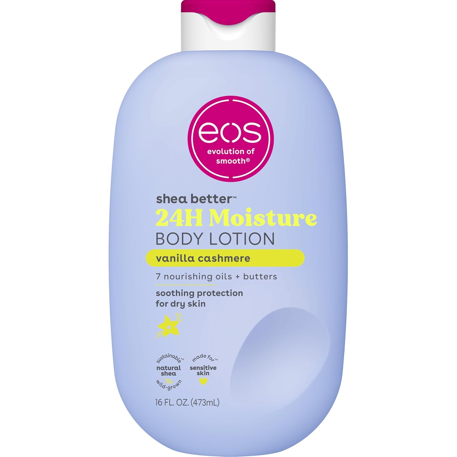 eos 24H Moisture Travel Body Lotion- Vanilla Cashmere, Travel Size Essential, Toiletries, Mini Body Lotion For Dry Skin, 2.5 fl oz