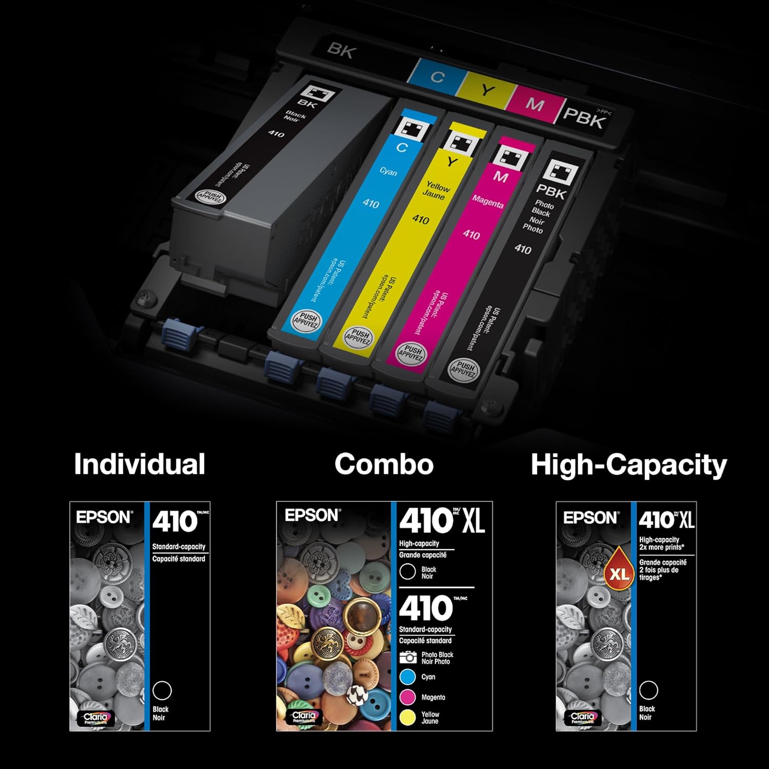 EPSON 410 Claria Premium Ink High Capacity Black & Standard Color Cartridge Combo Pack (T410XL-BCS) image 5