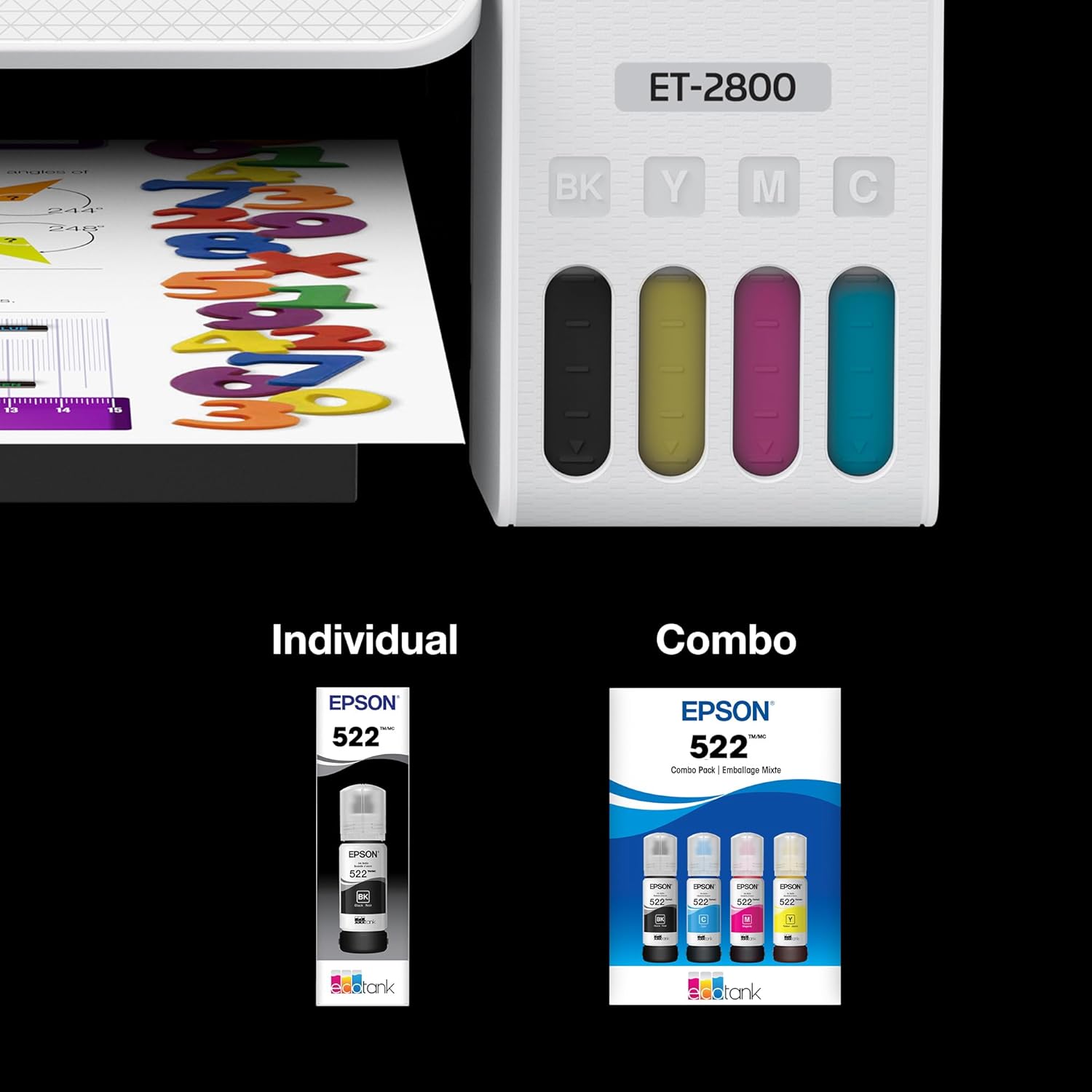 Epson 522 EcoTank Ink Ultra-high Capacity Bottle Black & Color Combo Pack image 6