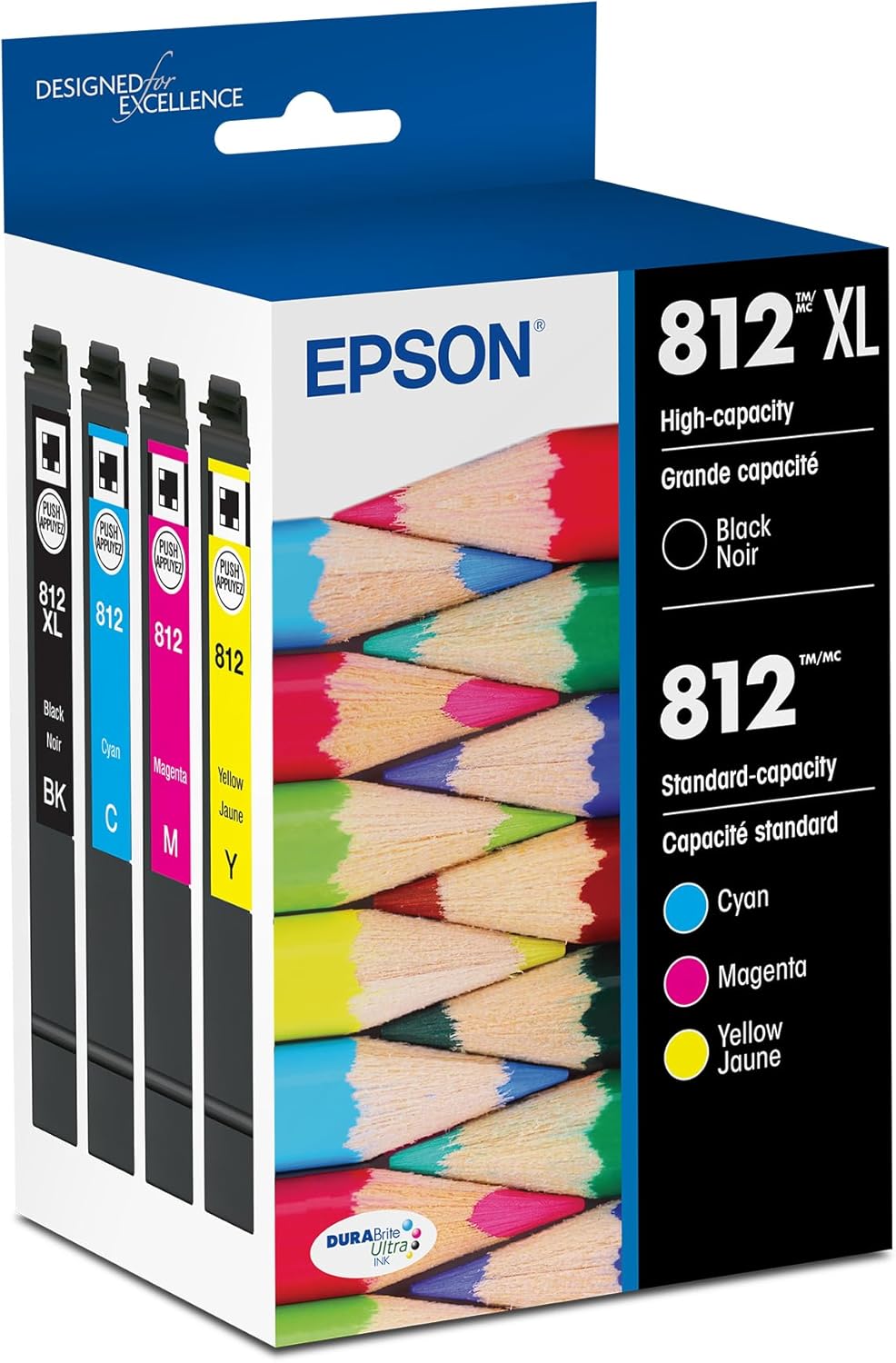 EPSON 812 DURABrite Ultra Ink High Capacity Black & Standard Color Cartridge Combo Pack (T812XL-BCS)