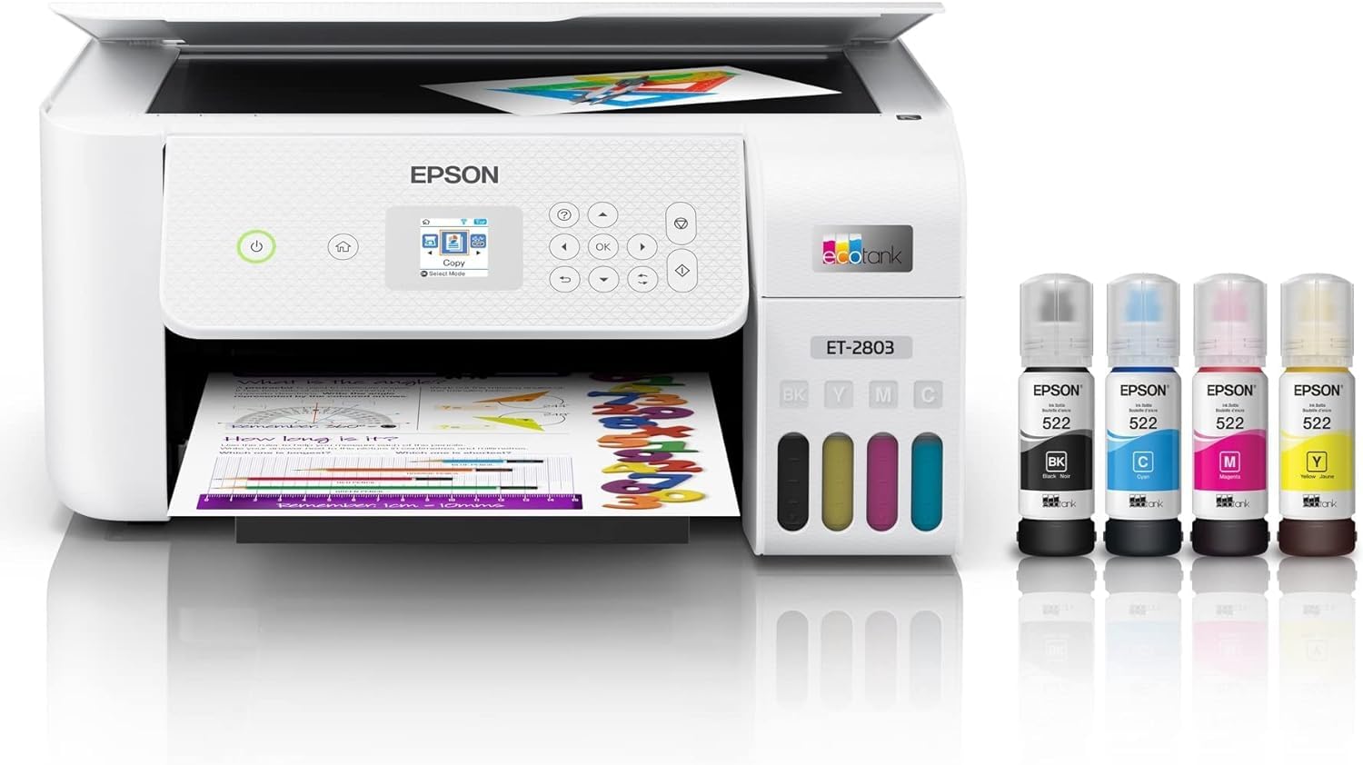 Epson EcoTank ET-2803 Wireless Color All-in-One Cartridge-Free Supertank Printer with Scan, Copy and AirPrint Support