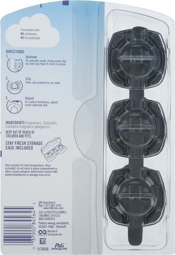 Febreze Car Air Freshener Vent Clip Unstoppables Fresh Scent, .07 oz Car vent Clip, Pack of 3 image 3