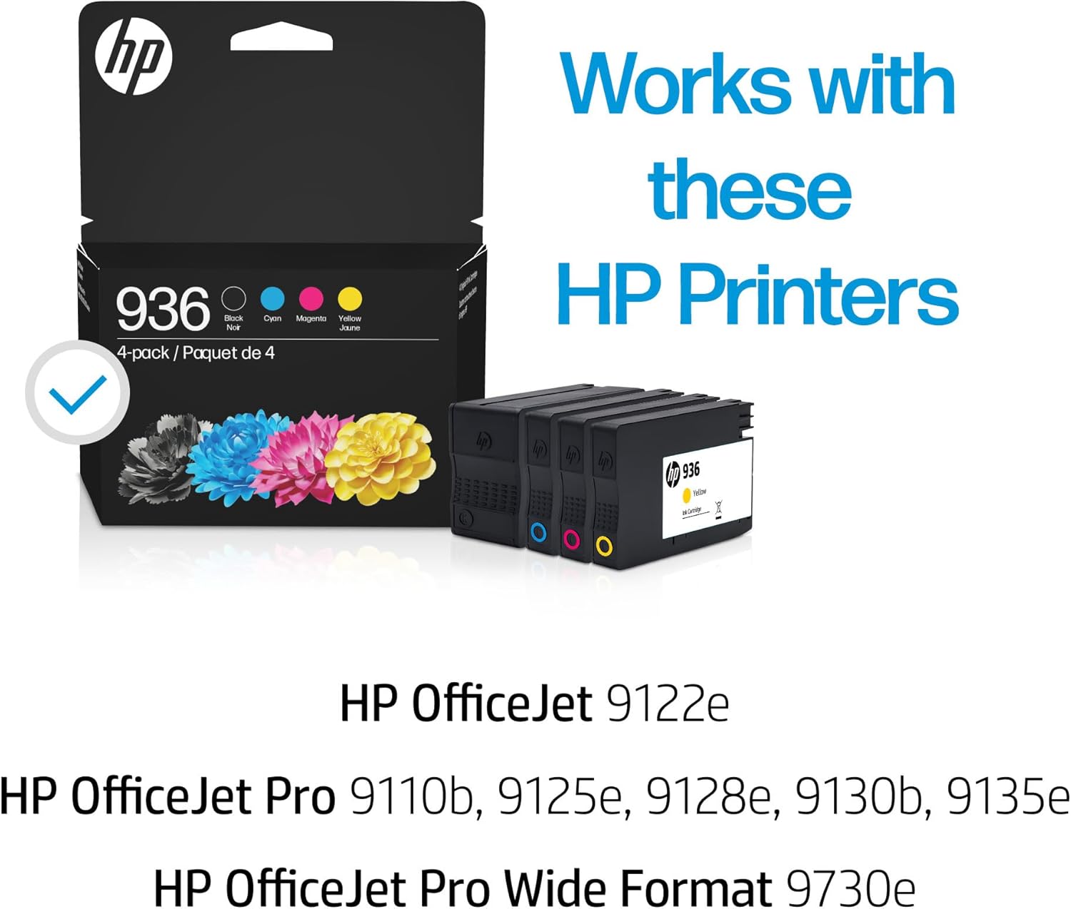 HP 936 Black, Cyan, Magenta, Yellow Ink Cartridges (4-Pack) | Eligible for Instant Ink | 6C3Z5LN image 2