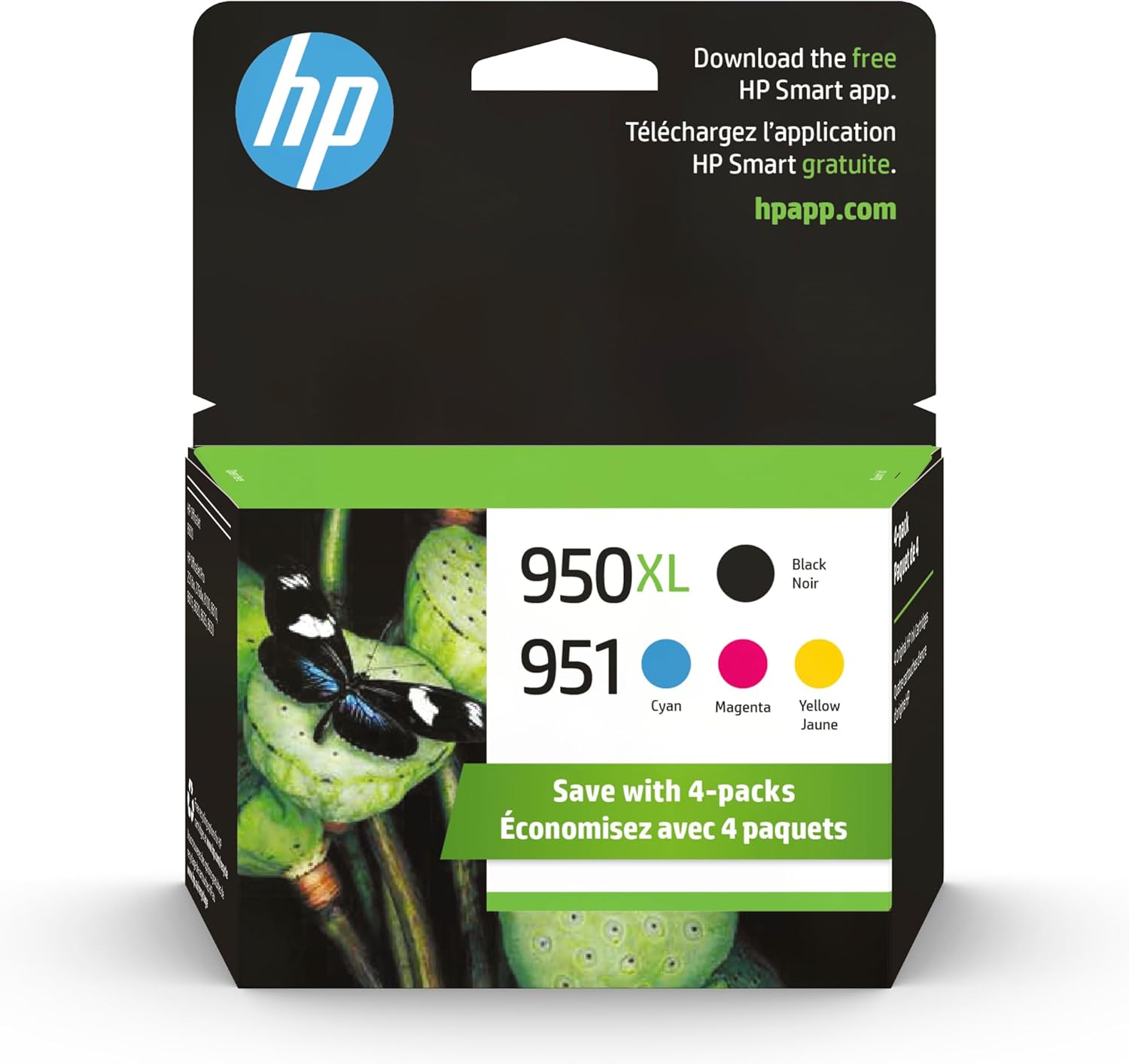 HP 950XL Black + 951 Cyan, Magenta, Yellow Ink (Black XL + CMY) | C2P01FN
