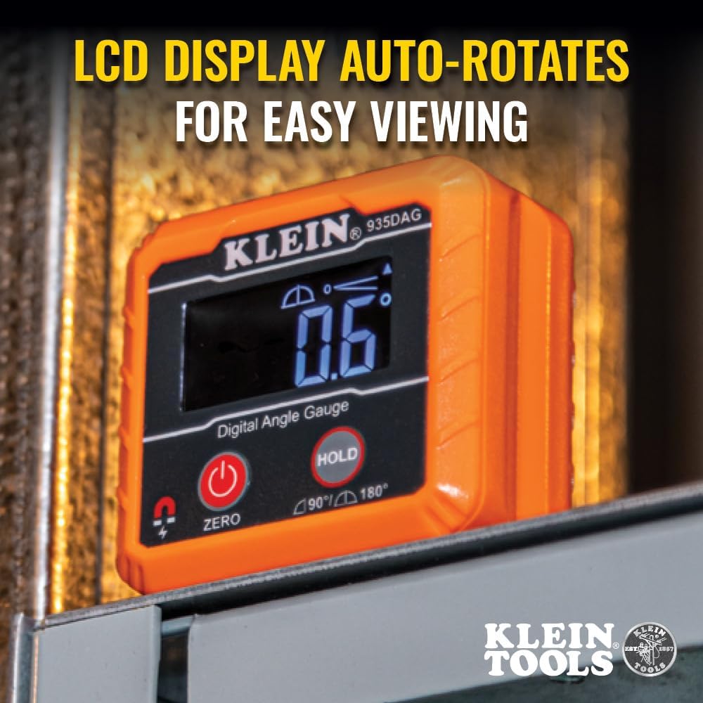 Klein Tools 935DAG Digital Electronic Level and Angle Gauge, Measures 0 - 90 and 0 - 180 Degree Ranges, Measures and Sets Angles image 6