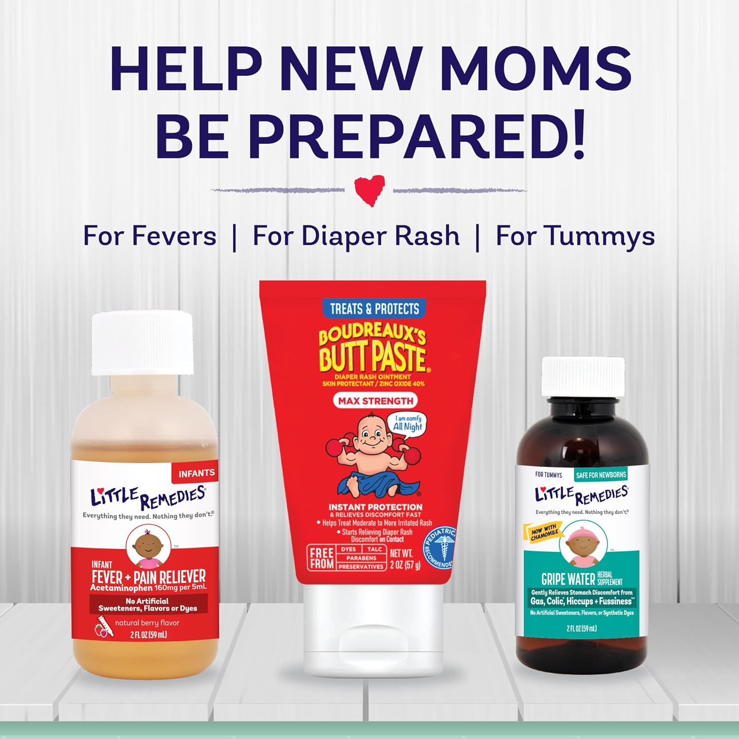 Little Remedies New Baby Essentials Kit with Saline Nasal Spray, Diaper Rash Cream, Gas Relief Drops, Gripe Water & More, Safe for Newborns image 4