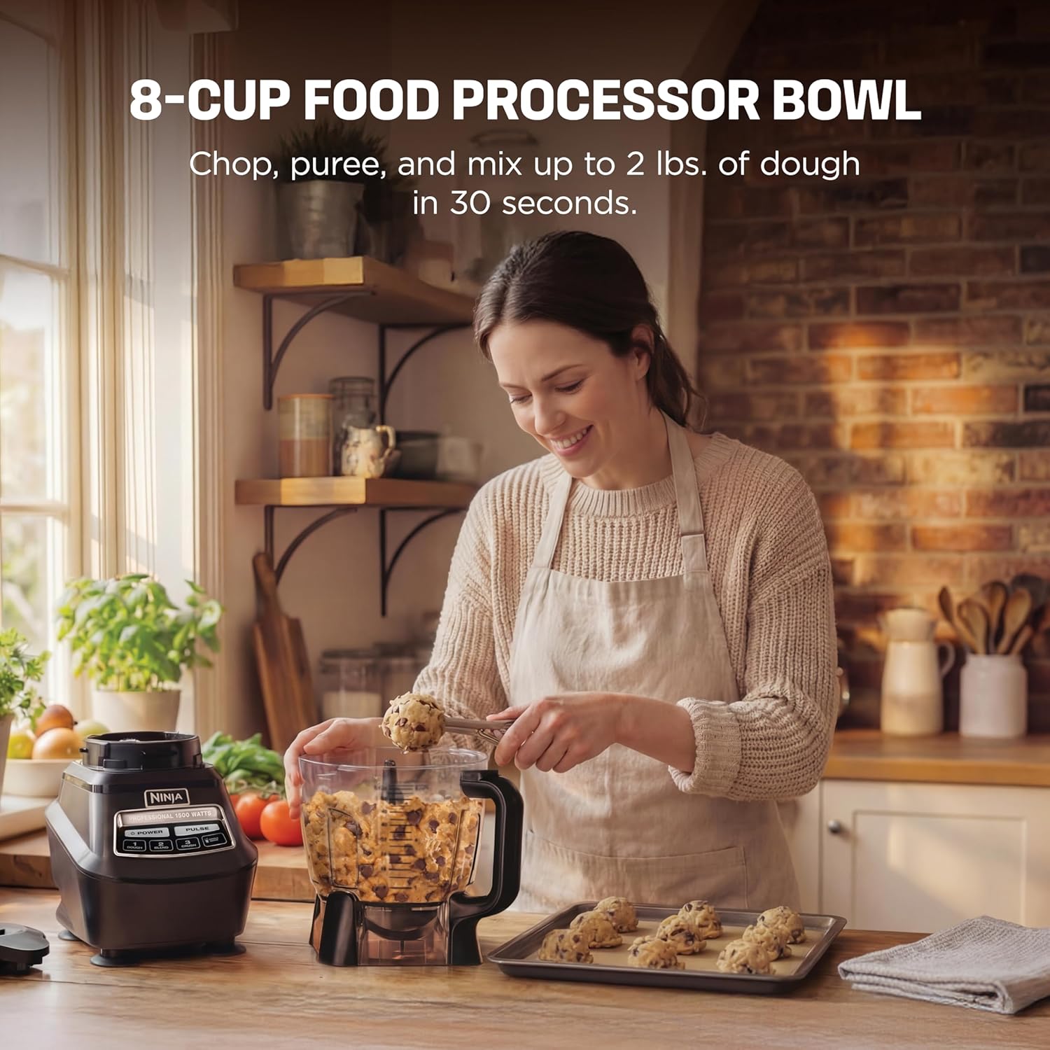 Ninja Kitchen System | All-in-One Food Processor & Blender for Smoothies | Includes Pitcher, (2) 16 oz. To-Go Cups & 8-Cup Bowl | Makes Salsa, Dough, Shakes, & Frozen Drinks | 1500W | Black | BL770 image 4