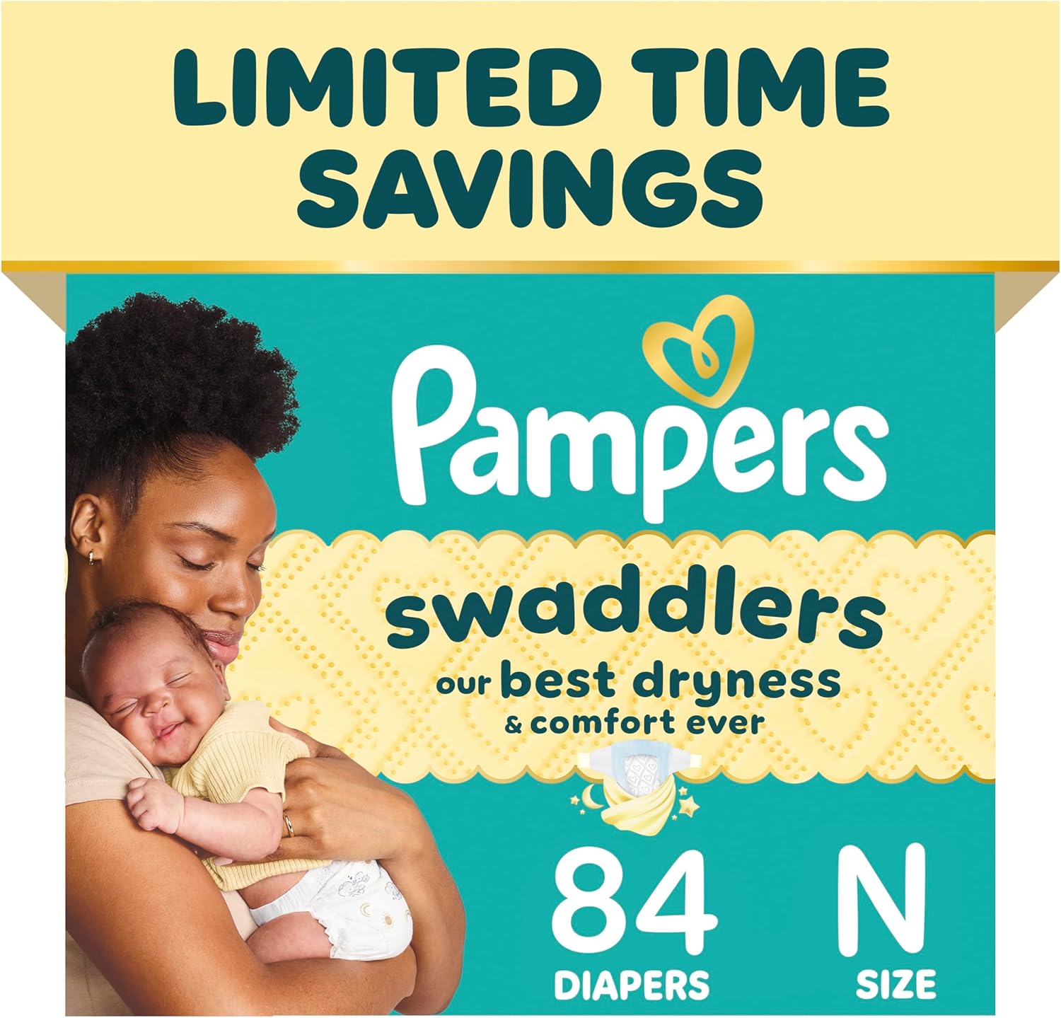 Pampers Swaddlers Diapers, Size 0 (up to 10 lbs), 84 Count, Absorbent, Keeps Baby Dry and Comfortable, Skin Safe Disposable Baby Diaper (Packaging May Vary)