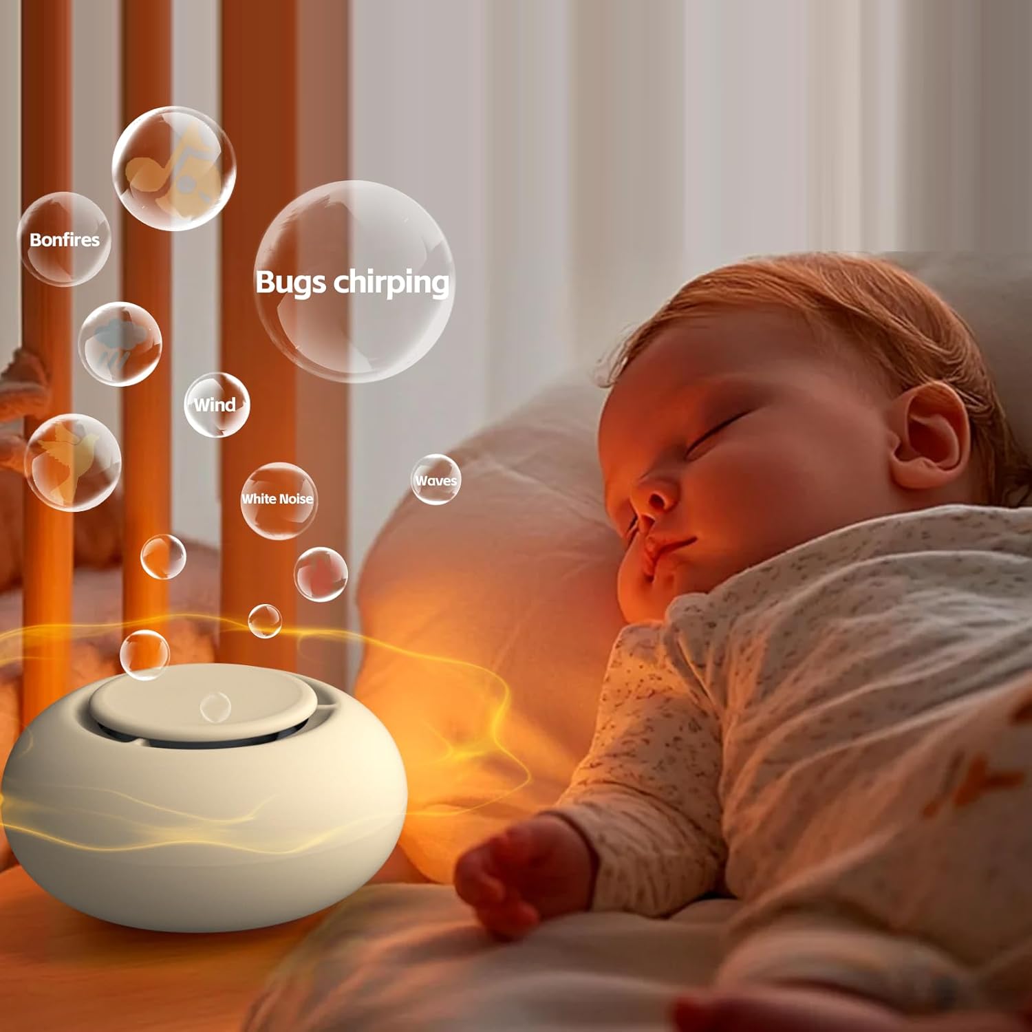 Portable Baby Sound Machine [White Noise for Babies Kids Adults][Timer Function][12 Soothing Sounds][Sleep Soother] 15 Hours Battery Life, Travel,Registry,Gifts,Shower,Clips on Baby Stroller image 4