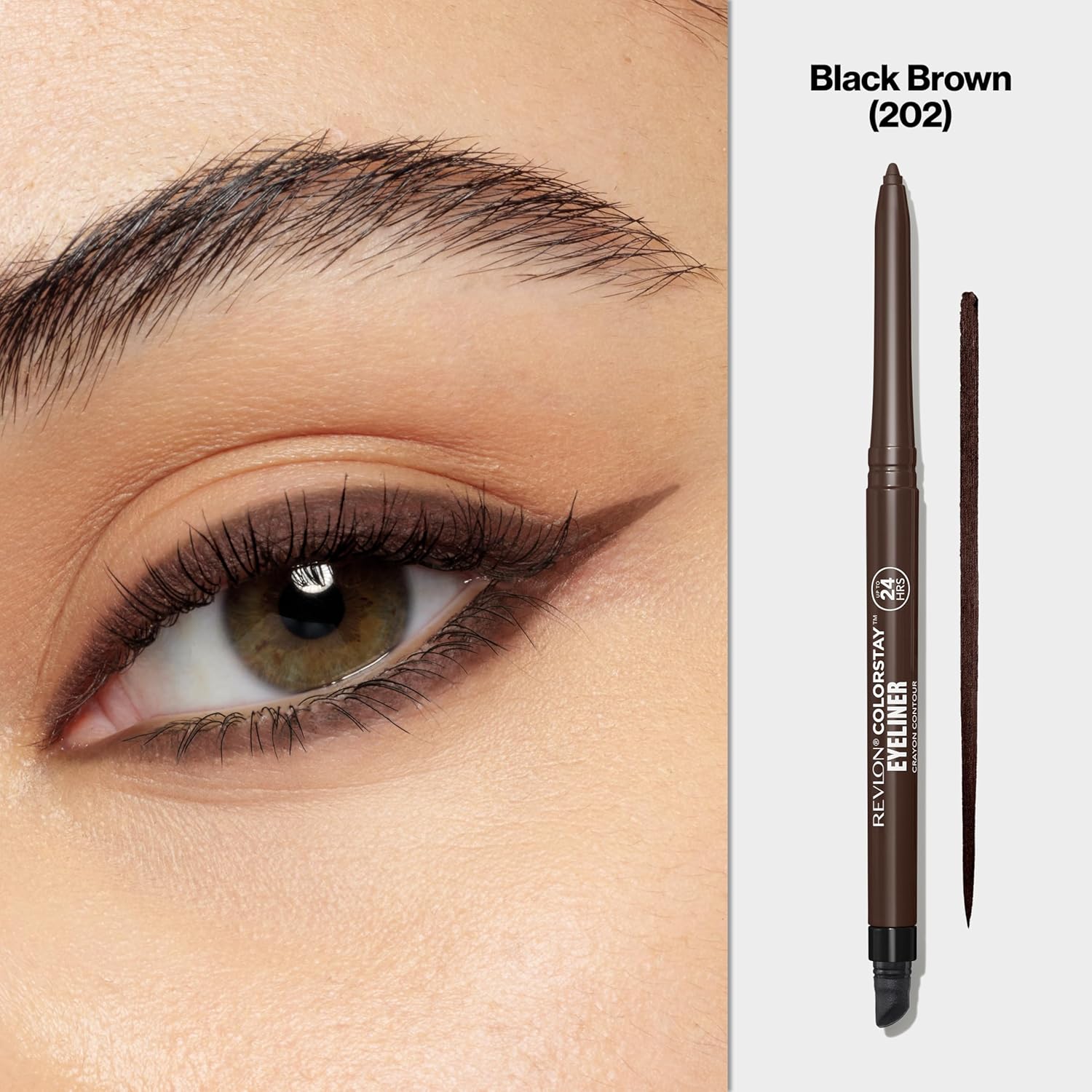 Revlon ColorStay Pencil Waterproof Eyeliner, Smudge-Proof, Eye Makeup with Built-In Sharpener, 202 Black Brown, 0.01 oz image 2