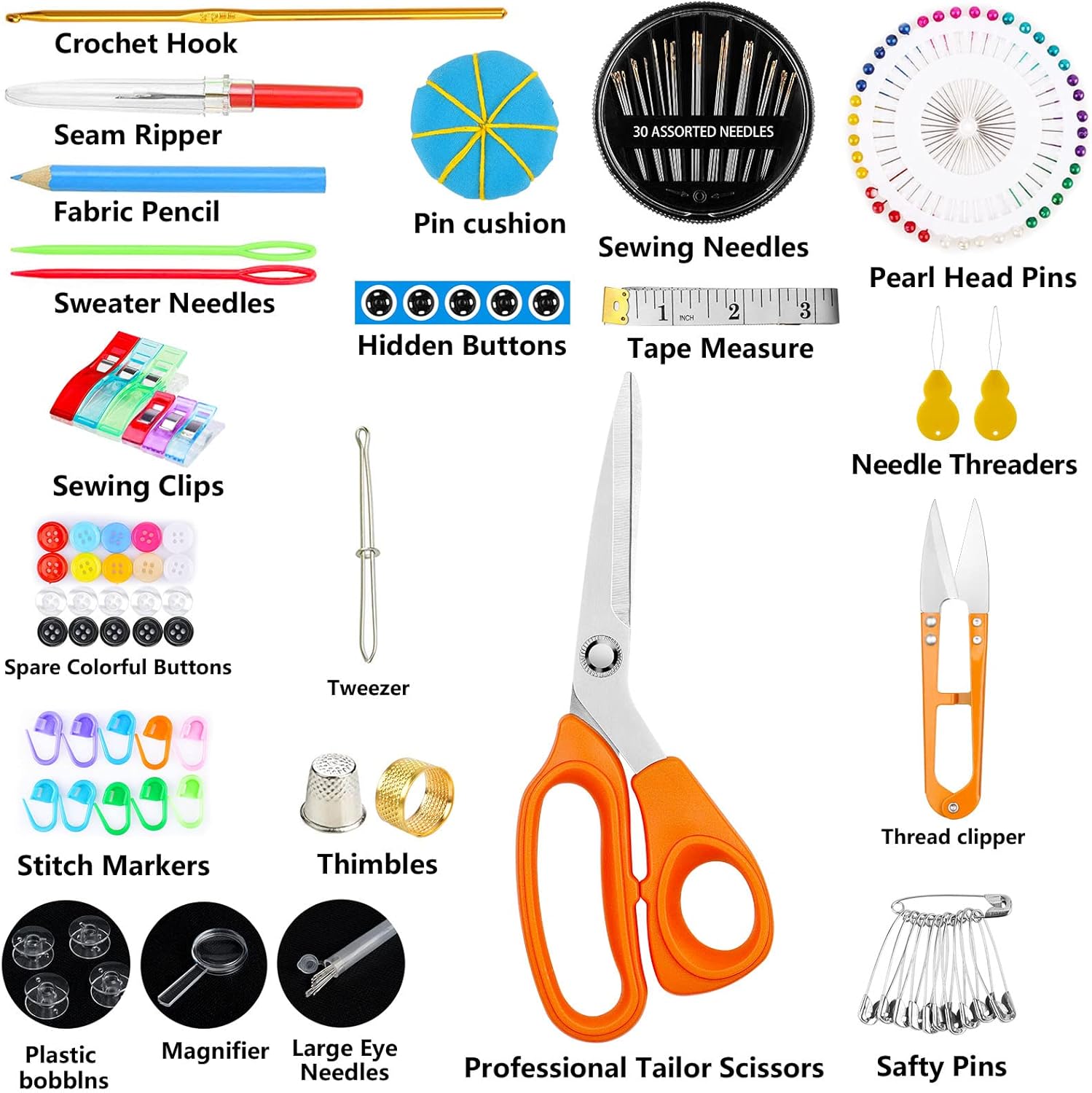Sewing Kit for Adults,Maxfanay Needle and Thread Kit for Sewing,Professional Sewing Supplies Accessories with Tailor Scissors,43XL Thread,30 Needles,Yarn Snips and More for Travel Home Beginners image 2