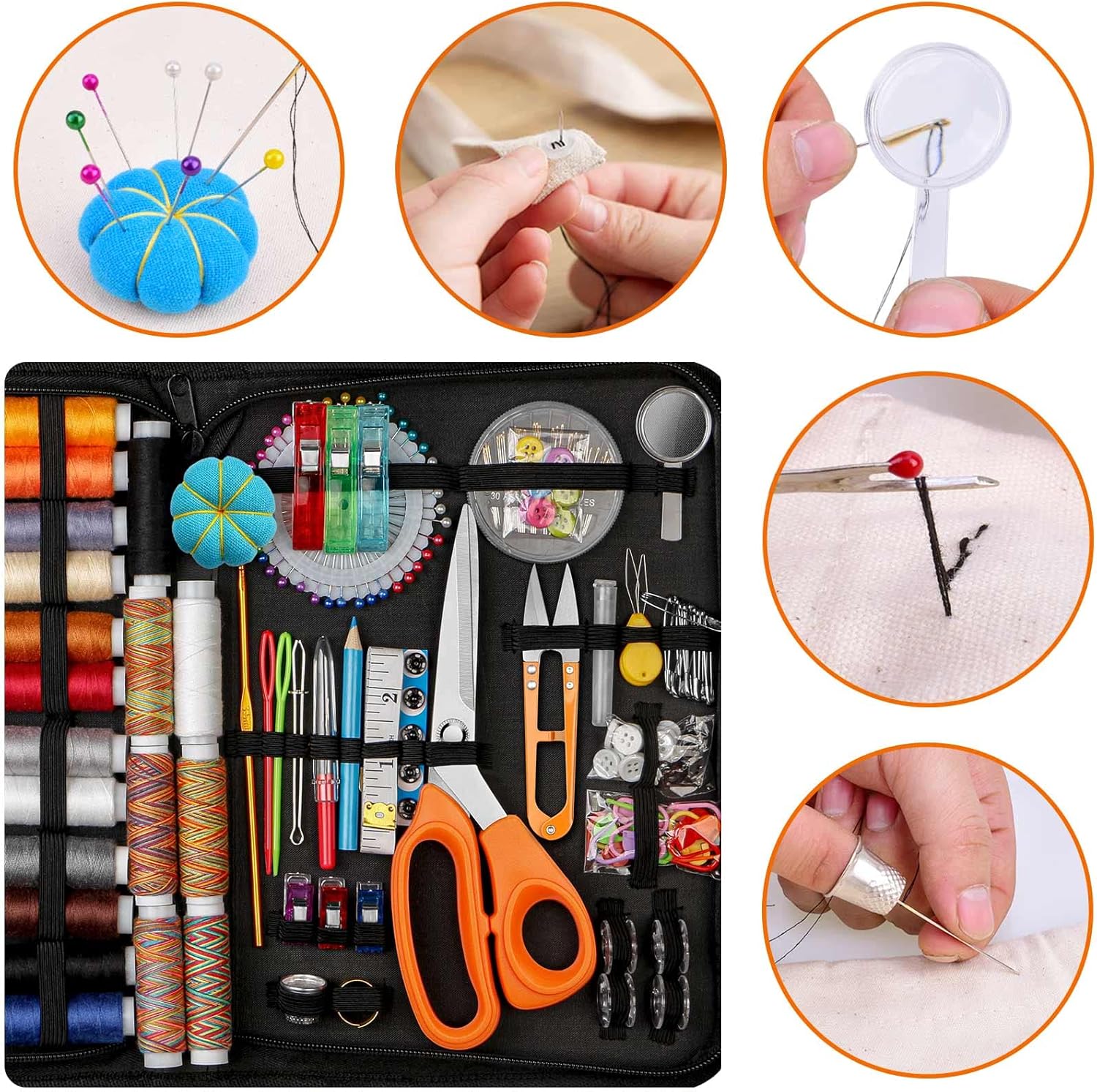 Sewing Kit for Adults,Maxfanay Needle and Thread Kit for Sewing,Professional Sewing Supplies Accessories with Tailor Scissors,43XL Thread,30 Needles,Yarn Snips and More for Travel Home Beginners image 6